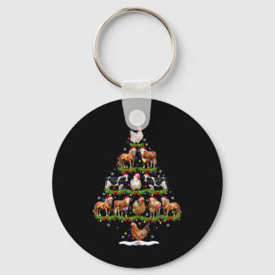 Porte-clés Lumières de sapin de Noël d'animaux Poule Vache Ch