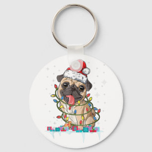 Porte-clés Lumières de sapin de Noël Pug Santa Chien Cadeaux