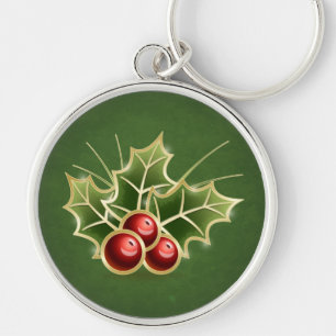 Porte-clés Lumineux Holly Berry vert de Noël