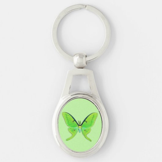 Porte-clés Luna moth sur un arrière - plan vert pâle (Devant)