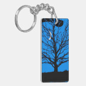Porte-clés Lune avec arbre, Bleu profond, Noir et Blanc (Devant gauche)