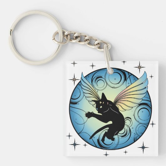 Porte-clés Lune de chat cosmique (Devant)