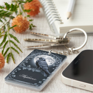 Porte-clés Lune de corbeau gothique Académie sombre