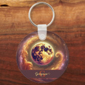 Porte-clés Lune de récolte de galaxie automatique personnalis (Recto)