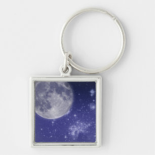 Porte-clés Lune et étoiles brillantes