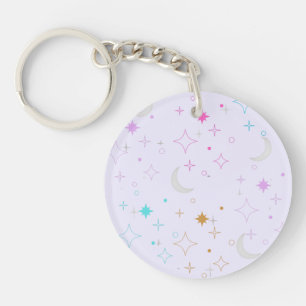 Porte-clés Lune & Étoiles Minimaliste Lavande