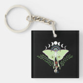 Porte-clés Lune Papillon Éthéré Vert Mystique Céleste (Devant)
