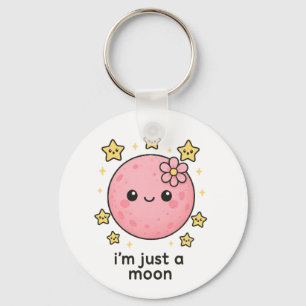 Porte-clés Lune rose avec cou