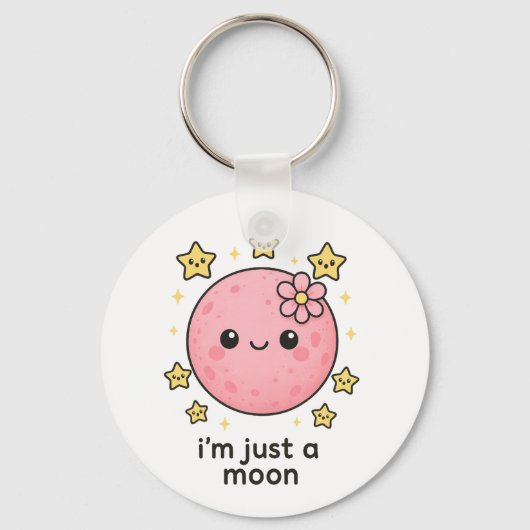 Porte-clés Lune rose avec cou (Recto)