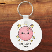 Porte-clés Lune rose avec cou (Recto)