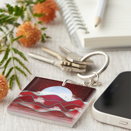 Porte-clés Lune rouge (Devant Droit)