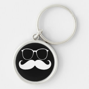 Porte-clés Lunettes de Mustache blanche amusantes sur Arrièr