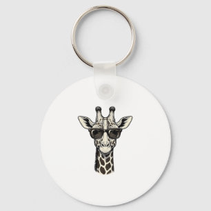 Porte-clés Lunettes de soleil de girafe cool T-shirt à gravur