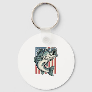 Porte-clés Lunettes de soleil de pêche à la basse patriotique