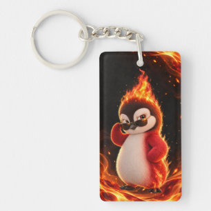 Porte-clés Lunettes de soleil drôles de manchot au feu Amberl