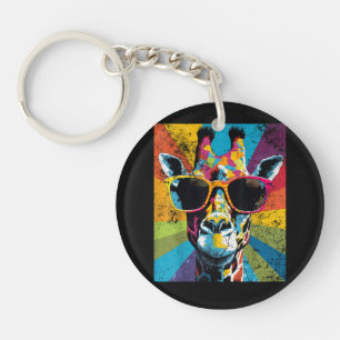 Porte-clés Lunettes de soleil vintage girafe drôle animal afr