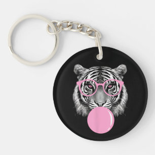 Porte-clés Lunettes de Tigre et Bubble Gum Rose Anim pour Fem