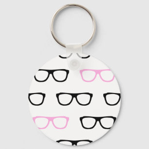 Porte-clés lunettes geek geek rose
