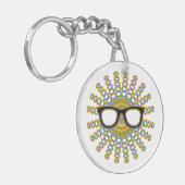 Porte-clés Lunettes Nerd ensoleillées + votre backgr. & idées (Devant gauche)