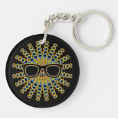 Porte-clés Lunettes Nerd ensoleillées + votre backgr. & idées (Dos)