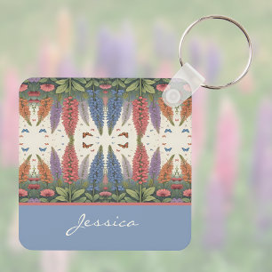 Porte-clés Lupine Fleurs sur papillons Monogramme Vintage
