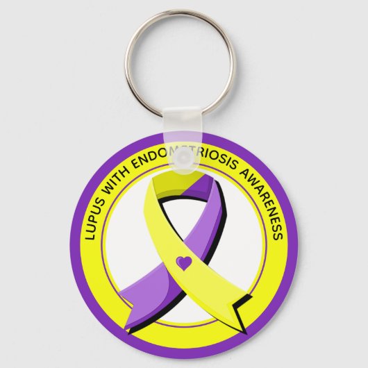 Porte-clés Lupus avec Endometriose Sensibilisation Coeur (Recto)