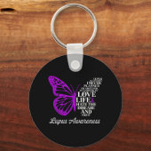 Porte-clés Lupus Érythémateux Systémique Papillon Violet (Recto)