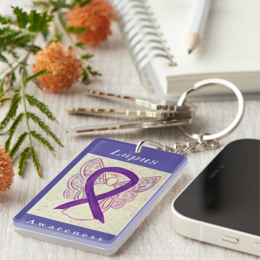 Porte-clés Lupus Sensibilisation Violet Ribbon Angel Porte - (Devant droit)