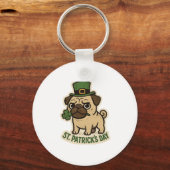 Porte-clés Lutin drôle de Saint-Patrick en pug (Recto)
