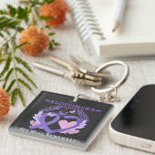 Porte-clés Lutte contre le Ruban d'Alzheimer Sensibilisation (Devant Droit)