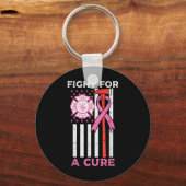Porte-clés Lutter Pour Un Pompier Cure Us Drapeau Cancer Du S (Recto)