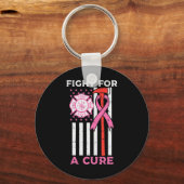 Porte-clés Lutter Pour Un Pompier Cure Us Drapeau Cancer Du S (Recto)