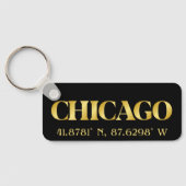 Porte-clés Lux Gold Chicago Latitude & Longitude (Verso)