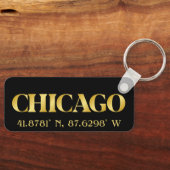 Porte-clés Lux Gold Chicago Latitude & Longitude (Recto)