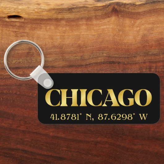 Porte-clés Lux Gold Chicago Latitude & Longitude (Verso)