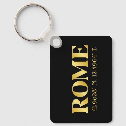 Porte-clés Lux Gold Rome Latitude & Longitude  (Recto)