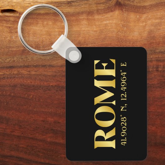 Porte-clés Lux Gold Rome Latitude & Longitude  (Recto)