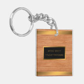 Porte-clés Luxe 2in1 Gold Wood Carte de visite moderne & (Devant gauche)