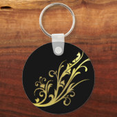 Porte-clés Luxe Abstrait Fleur en Or Faux (Recto)