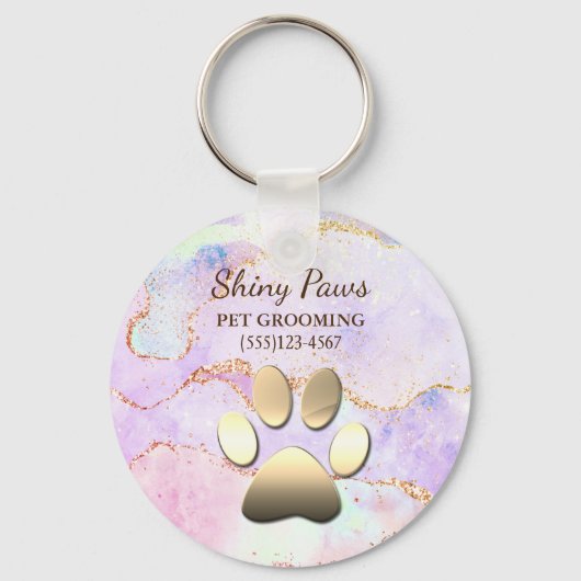 Porte-clés Luxe Agate Parties scintillant Chien Paw Pet Pet G (Recto)