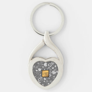 Porte-clés Luxe Moderne Élégant Amour Argent Coeur