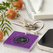 Porte-clés Luxe Violet Épercées Parties scintillant Monogramm (Devant Droit)