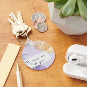 Porte-clés Luxe violet et doré Abstrait Merci Mariage