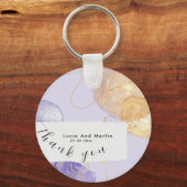 Porte-clés Luxe violet et doré Abstrait Merci Mariage (Recto)