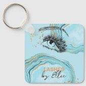 Porte-clés Luxurious Teal Gold Marble Lash Extension Qr Code (Recto)