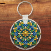 Porte-clés Luxury 3D Mandala Keychain - Geometric Gold & Gree (Recto)