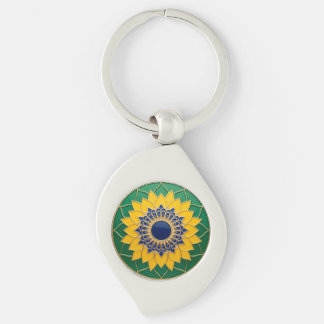 Porte-clés Luxury 3D Solar Mandala Keychain - Gold & Emerald