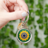Porte-clés Luxury 3D Solar Mandala Keychain - Gold & Emerald (main)