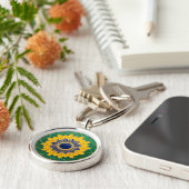 Porte-clés Luxury 3D Solar Mandala Keychain - Gold & Emerald (Côté)