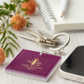 Porte-clés Luxury Crocodile Leather Monogram Gold Initial (Devant Droit)
